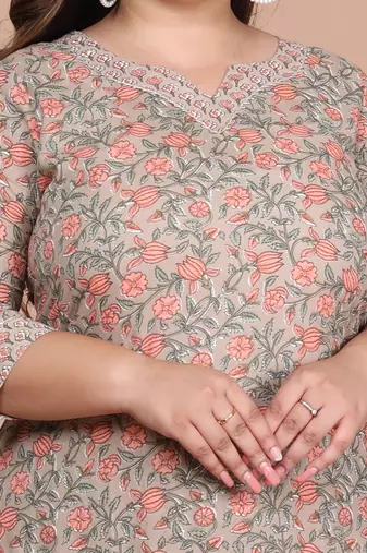 floral printed gotta patti kurta with palazzos & with dupatta