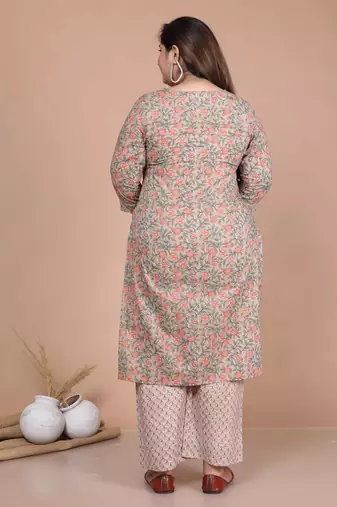 floral printed gotta patti kurta with palazzos & with dupatta