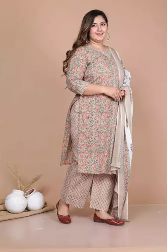 floral printed gotta patti kurta with palazzos & with dupatta