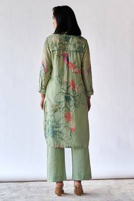 Pistachio floral printed bemberg silk co-ord set 4