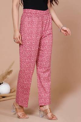 womens pink straight floral printed kurta & palazzo with dupatta set 5