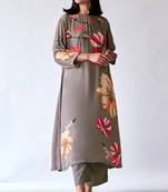 Grey floral printed bemberg silk co-ord set