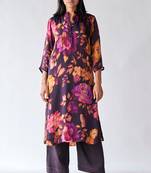 Deep plum floral printed co-ord set
