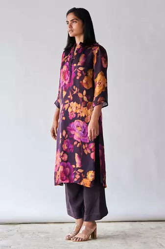 Deep plum floral printed co-ord set
