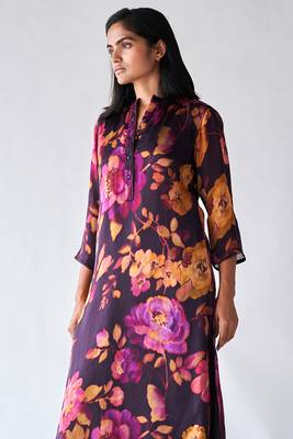Deep plum floral printed co-ord set 4