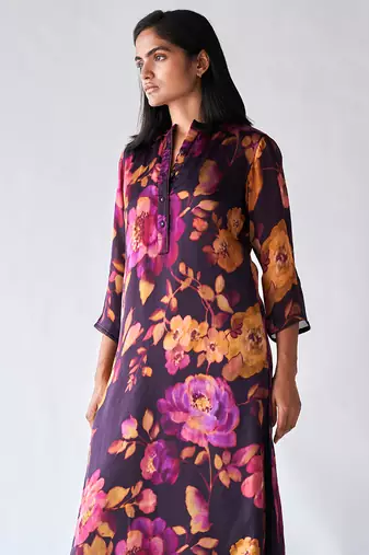 Deep plum floral printed co-ord set