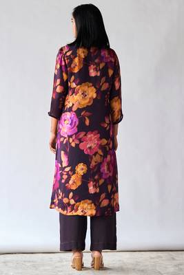 Deep plum floral printed co-ord set 5