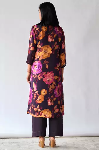 Deep plum floral printed co-ord set