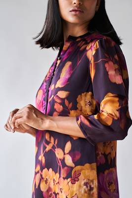 Deep plum floral printed co-ord set 6