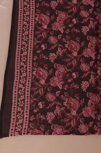 women's stunning maroon colored festivwear floral printed round neck anarkali kurta dupatta set
