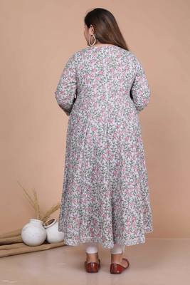 women's blue printed with gota patti work anarkali with dupatta set 3