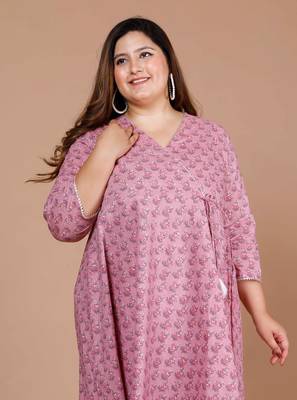 plus size v-neck angrakha kurta with dupatta 2