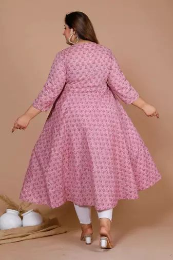 plus size v-neck angrakha kurta with dupatta