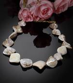 Natural beige texture jaipur stones choker necklace