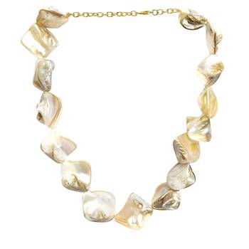 Natural beige texture jaipur stones choker necklace 4