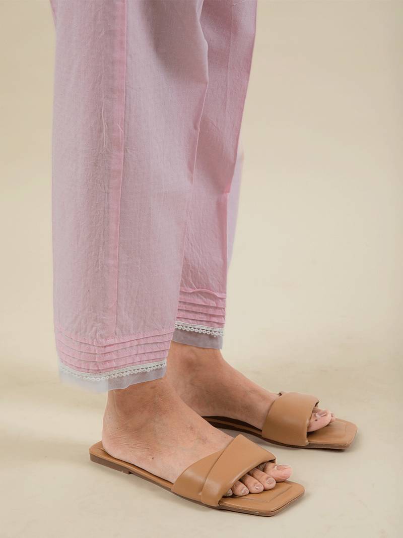 Pink cotton dobby kurta paired with matching pant