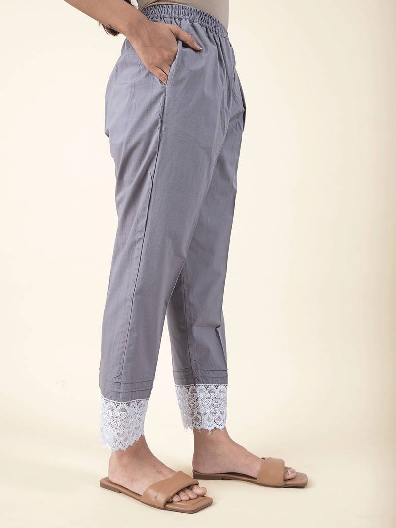 Grey cotton kurta paired with matching pant