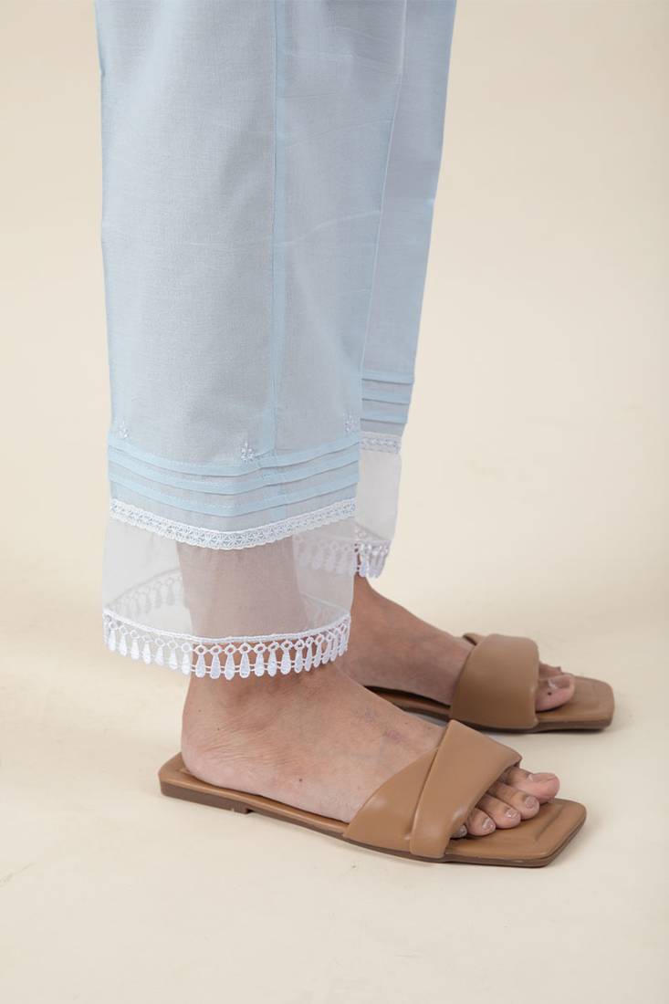 Sky blue cotton kurta paired with matching pant