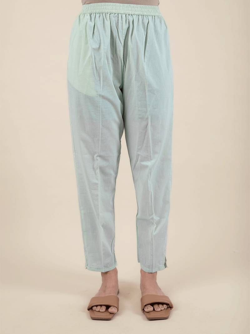 Pista hand embroidered cotton kurta paired with matching pant