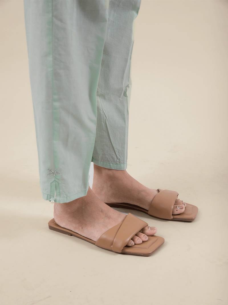 Pista hand embroidered cotton kurta paired with matching pant