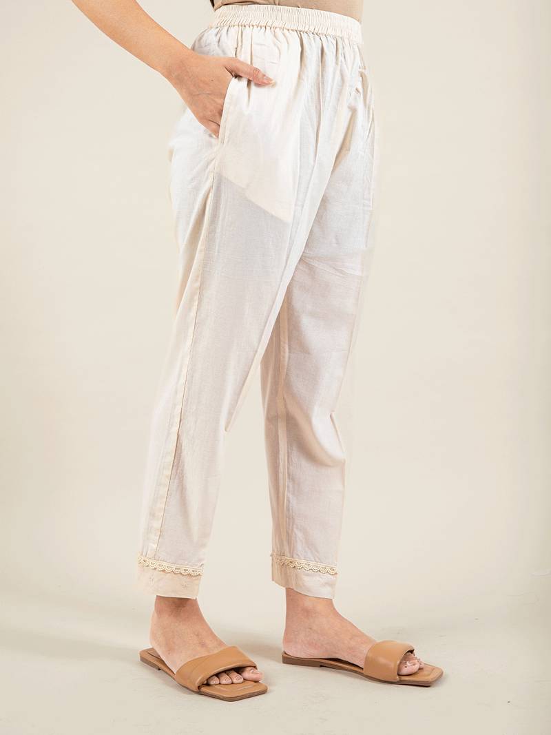 Rose gold embroidered cotton kurta paired with matching pant