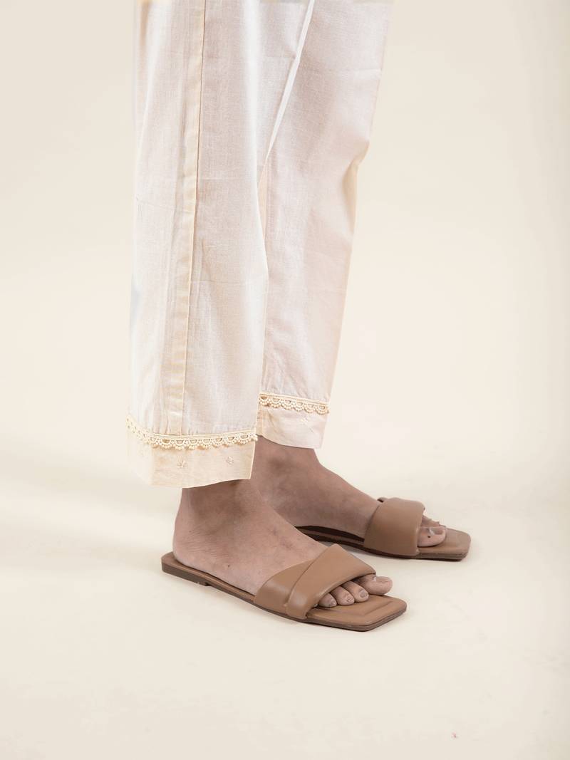 Rose gold embroidered cotton kurta paired with matching pant