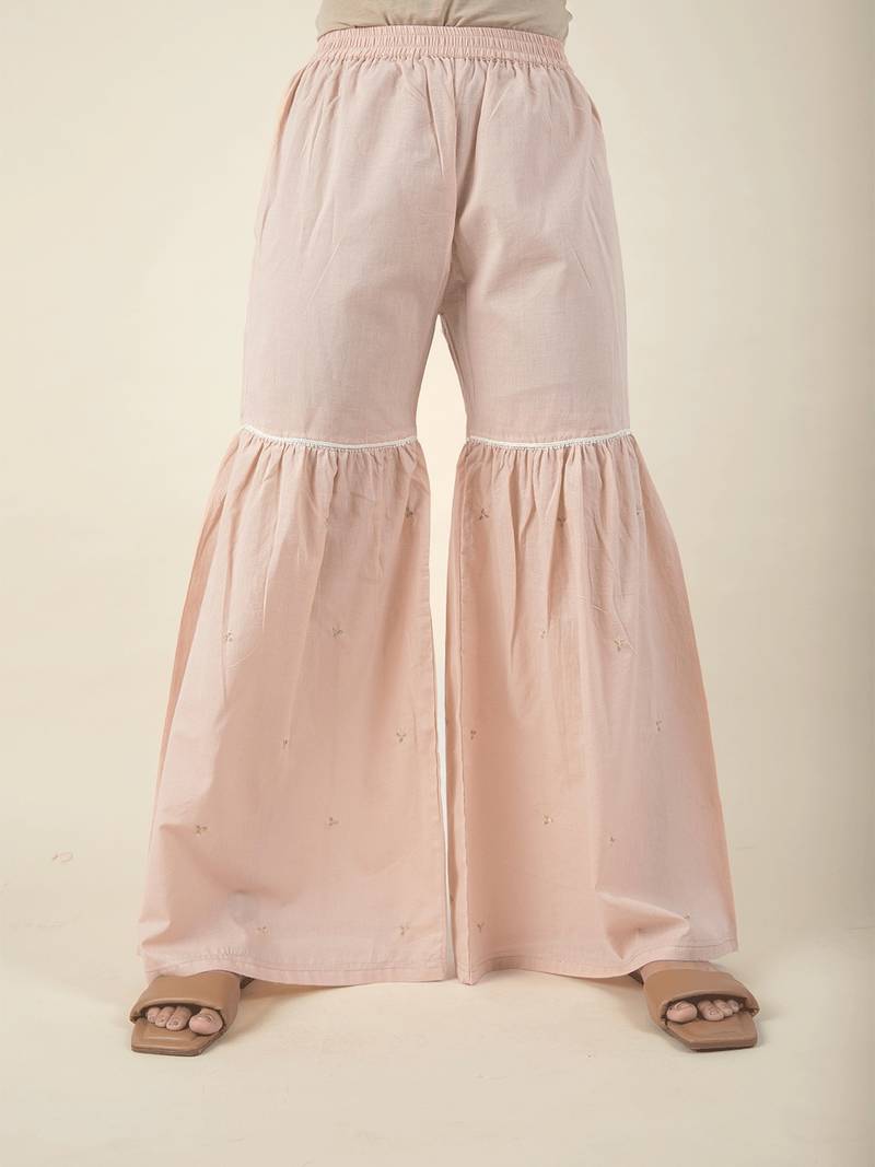 Gajri cotton embroidered peplum paired with matching pant