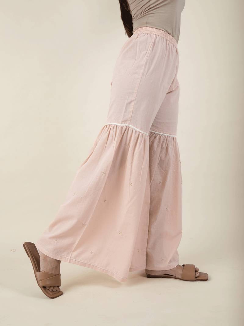 Gajri cotton embroidered peplum paired with matching pant