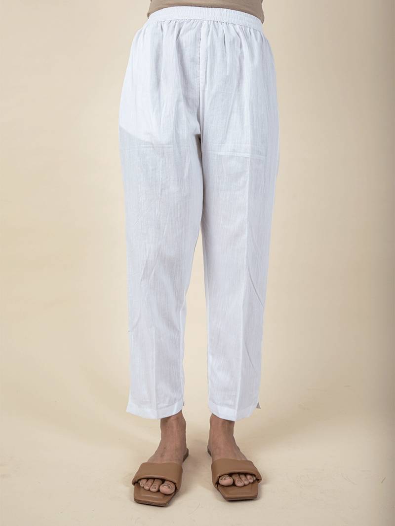 White colorful embroidered kaftan paired with matching pant