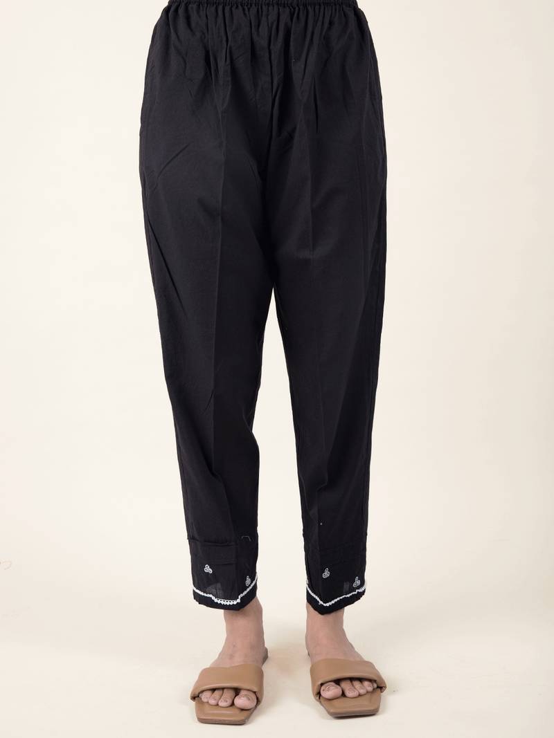 Black chikankari cotton kurta paired with matching pant