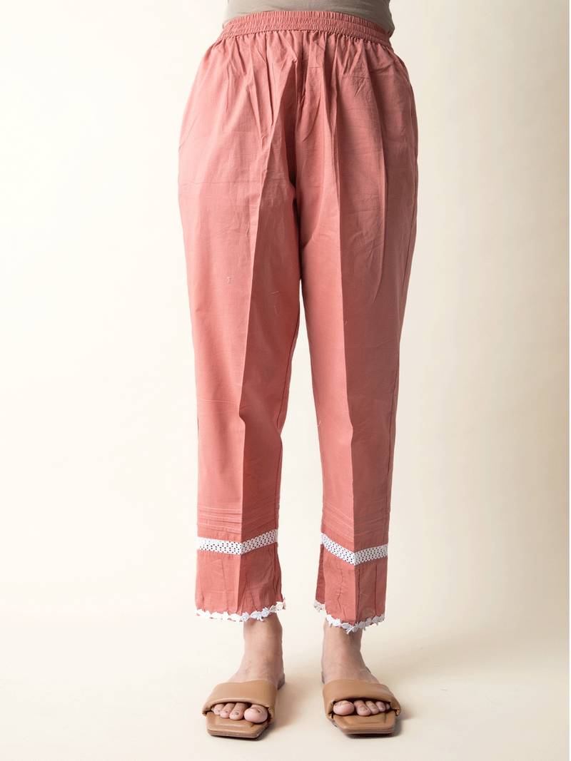 Rust brown chikankari cotton kurta paired with matching pant