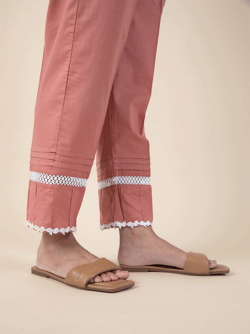 Rust brown chikankari cotton kurta paired with matching pant
