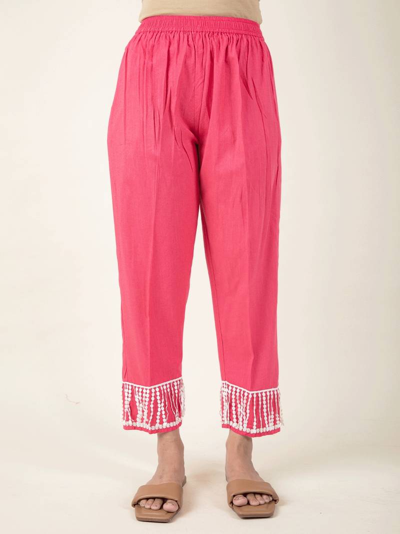 Pink cotton chikankari kurta paired with matching pant