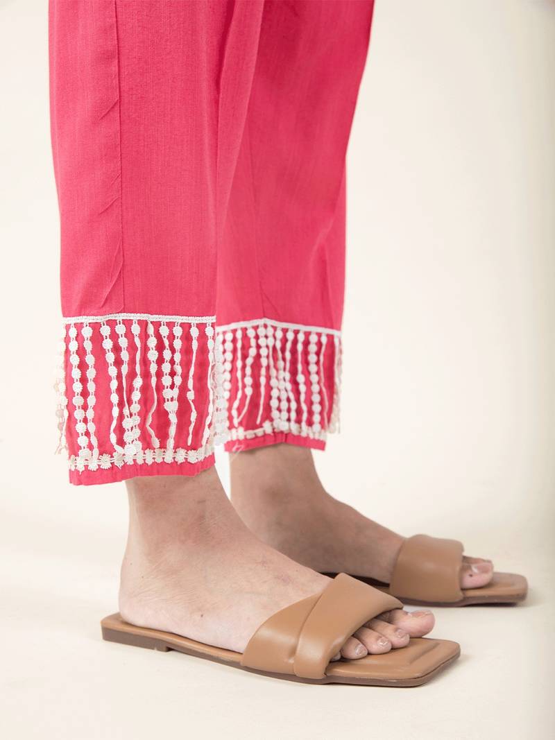 Pink cotton chikankari kurta paired with matching pant