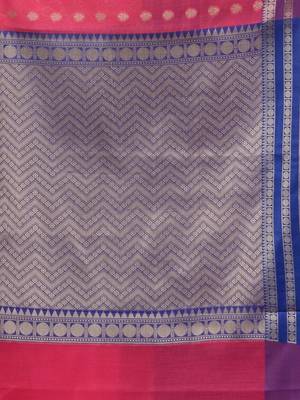 Hot Pink Cotton Blend Handwoven Saree With Texture Designs 5