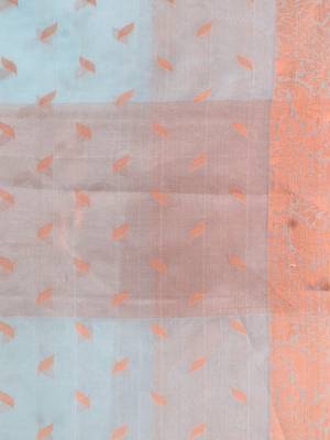 Sky Blue Cotton Blend Handwoven Saree With Woven Zari Border 6