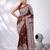 Maroon Blended Silk Kantha Stitch Handwoven Saree