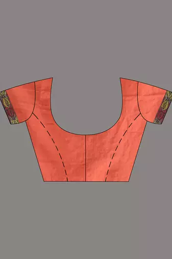 Orange And Black Bangalore Silk Kantha Stitch Handwoven Saree