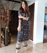 Blue embroidery rayon kurti with pathani pant