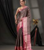Black Blended Silk Handwoven Saree With Woven Zari Designs