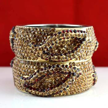 rajasthani brass bangle stone ryhin stone kara ad polki kundun cz size-2.4,2.6 1