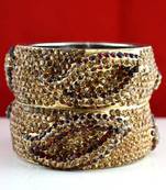 rajasthani brass bangle stone ryhin stone kara ad polki kundun cz size-2.4,2.6