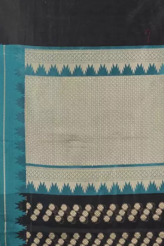 Black Cotton Blend Handwoven Saree With Texture Designs