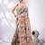 White Bangalore Silk Nakshi Kantha Stitch Handwoven Saree
