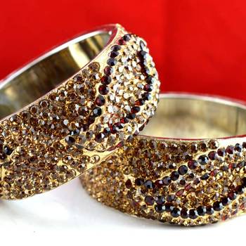 rajasthani brass bangle stone ryhin stone kara ad polki kundun cz size-2.4,2.6 2
