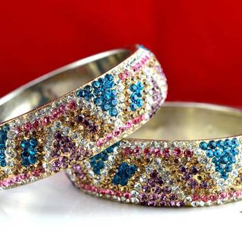 rajasthani brass bangle stone ryhin stone kara ad polki kundun cz size-2.4,2.6 2
