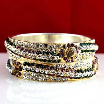 rajasthani brass bangle stone ryhin stone kara ad polki kundun cz size-2.4,2.6,2.8 1