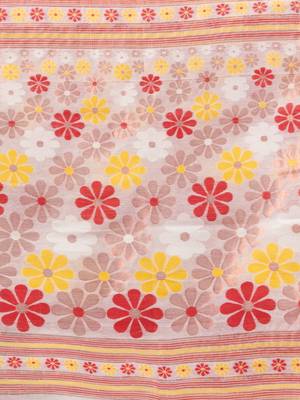 White Cotton Dhakai Jamdani Handwoven Saree With Floral Designs Without Blouse 5