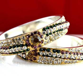 rajasthani brass bangle stone ryhin stone kara ad polki kundun cz size-2.4,2.6,2.8 2