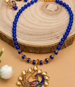 Blue Kundan Peacock Pendal Necklace Sets